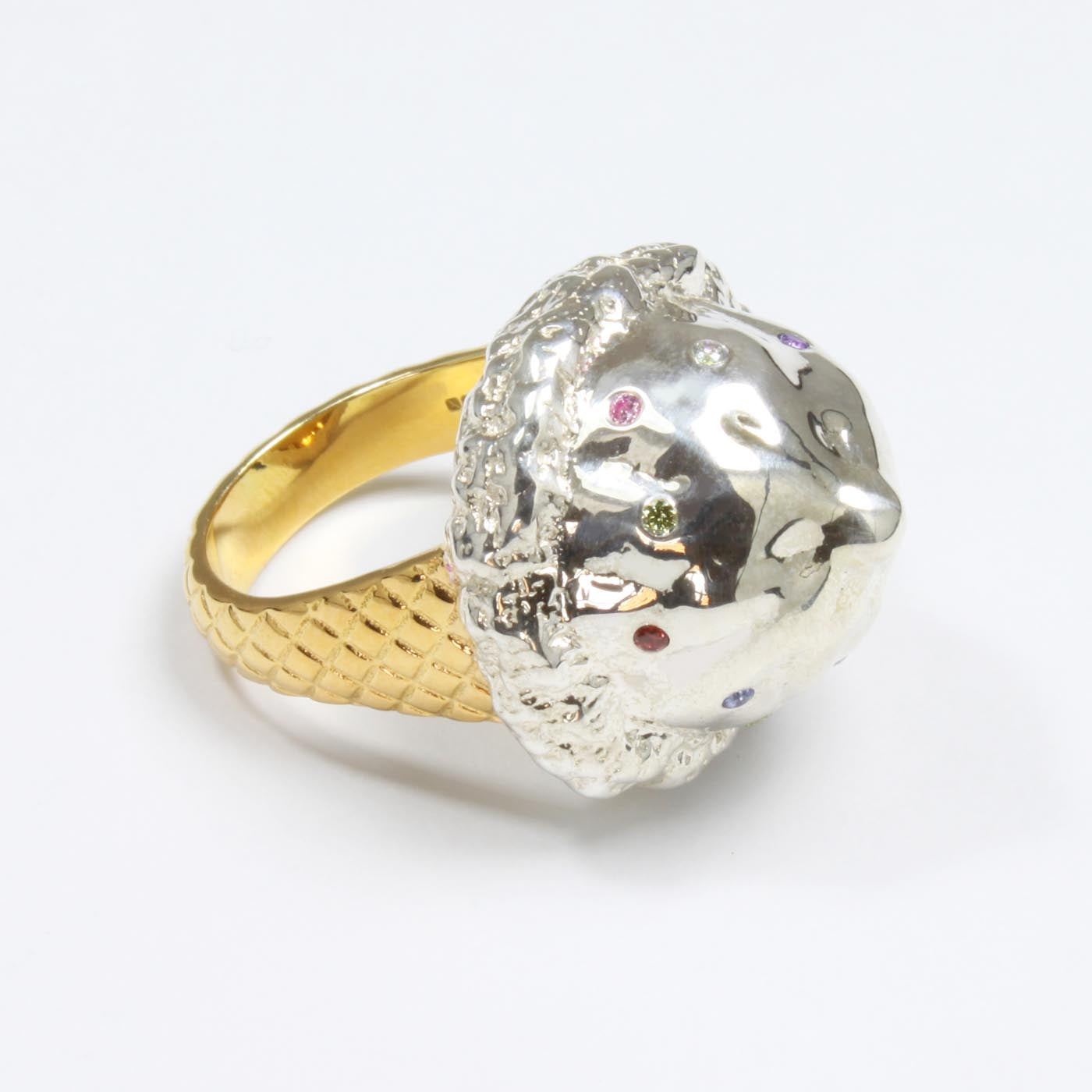 Ice Cream Ring in Silver with Semi-Precious Stones
